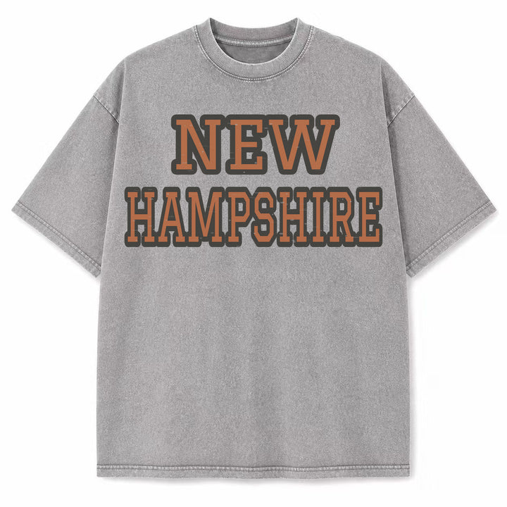 New Hampshire Collegiate Letter washed vintage heavyweight T-shirt in Light Gray