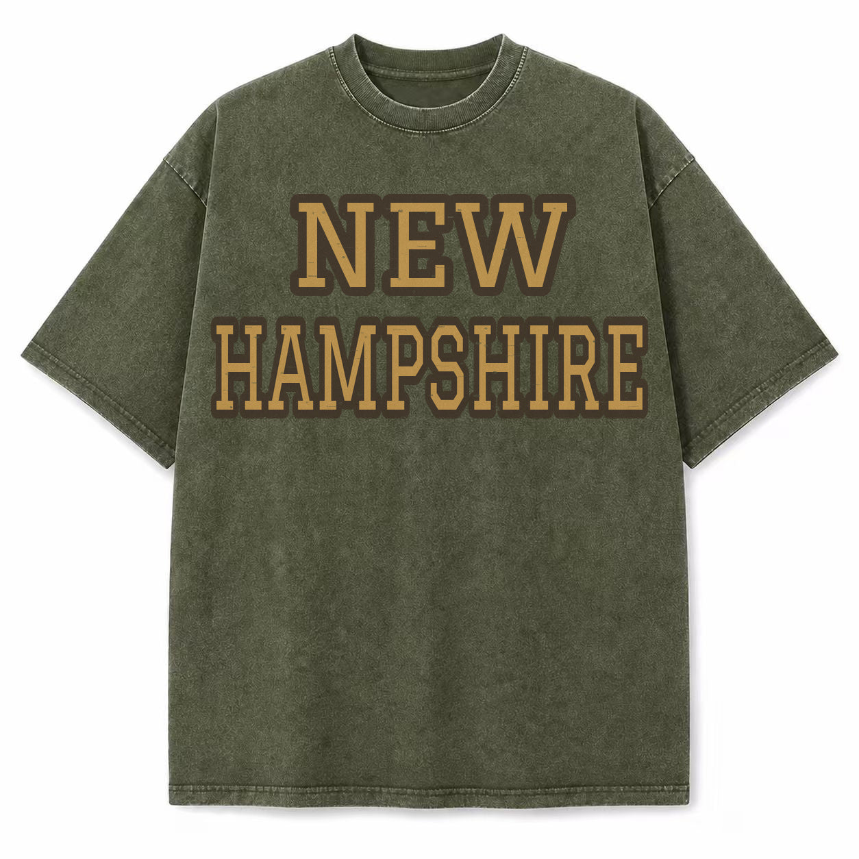 New Hampshire Collegiate Letter washed vintage heavyweight T-shirt in Military Green