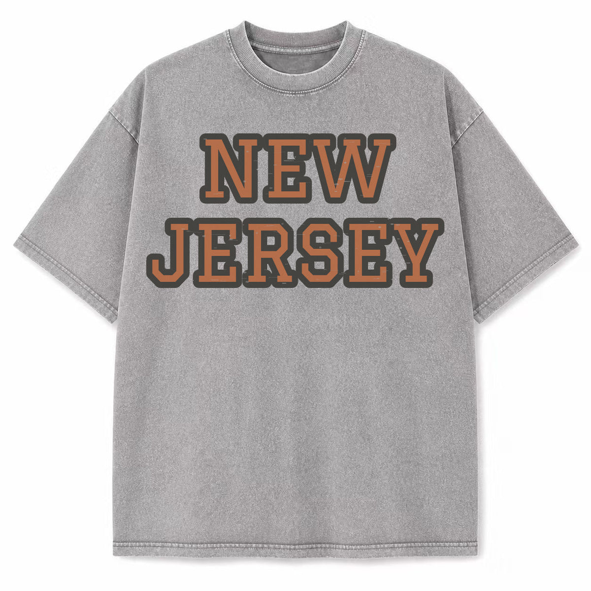 New Jersey Collegiate Letter washed vintage heavyweight T-shirt in Light Gray