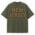 New Jersey Collegiate Letter washed vintage heavyweight T-shirt in Military Green