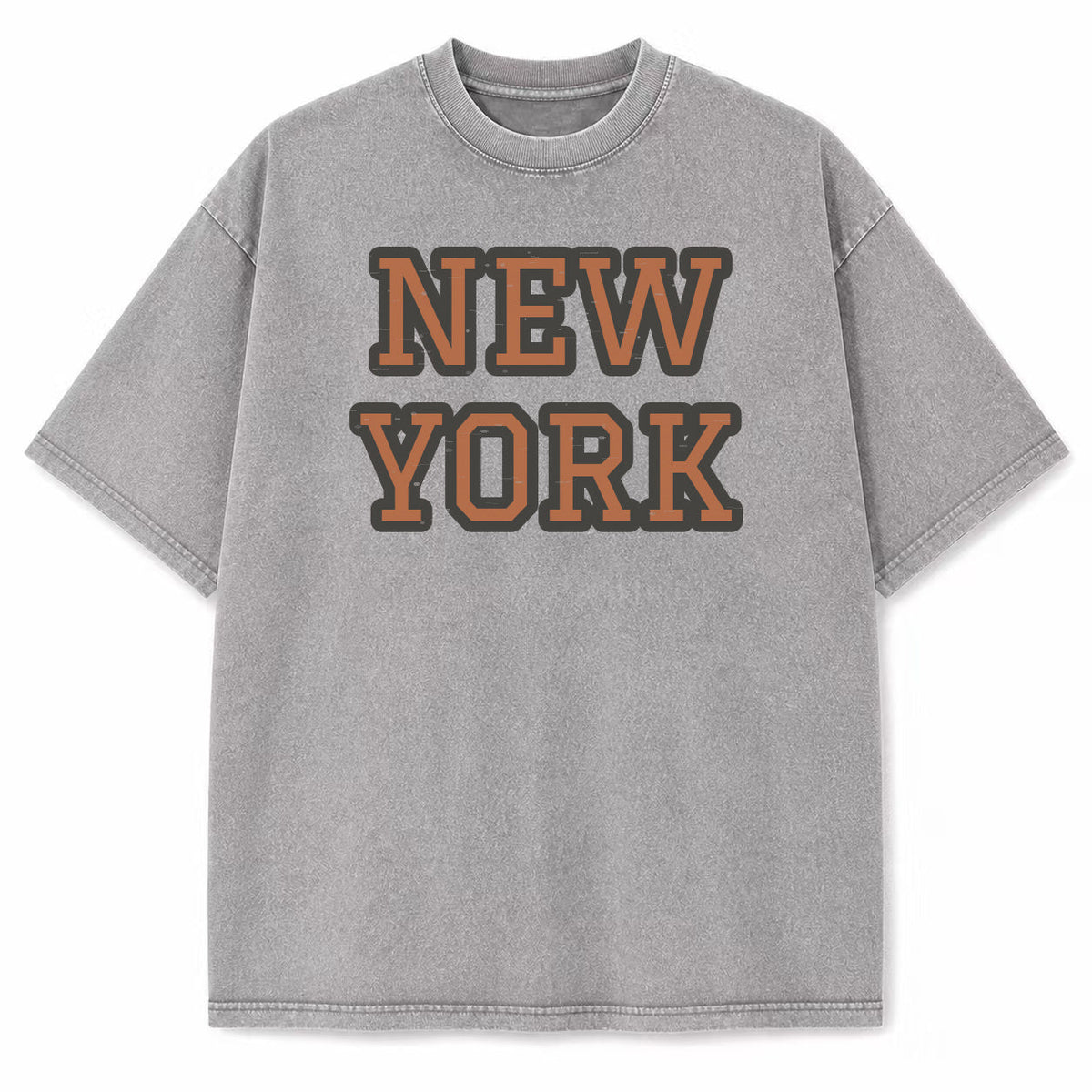 New York Collegiate Letter washed vintage heavyweight T-shirt in Light Gray