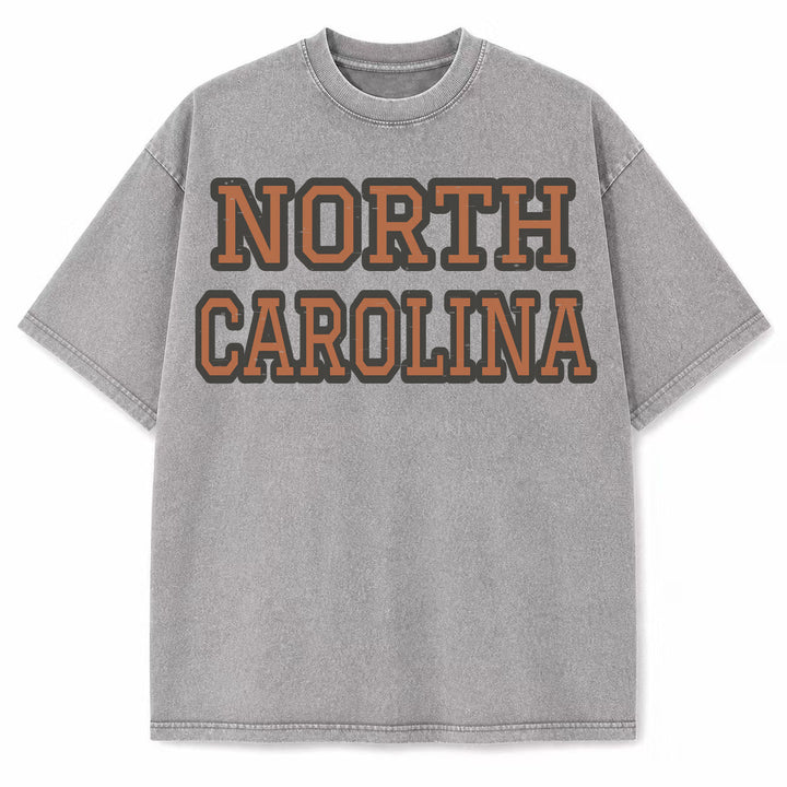 North Carolina Collegiate Letter washed vintage heavyweight T-shirt in Light Gray