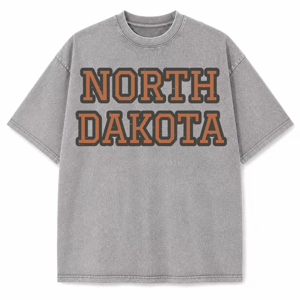 North Dakota Collegiate Letter washed vintage heavyweight T-shirt in Light Gray