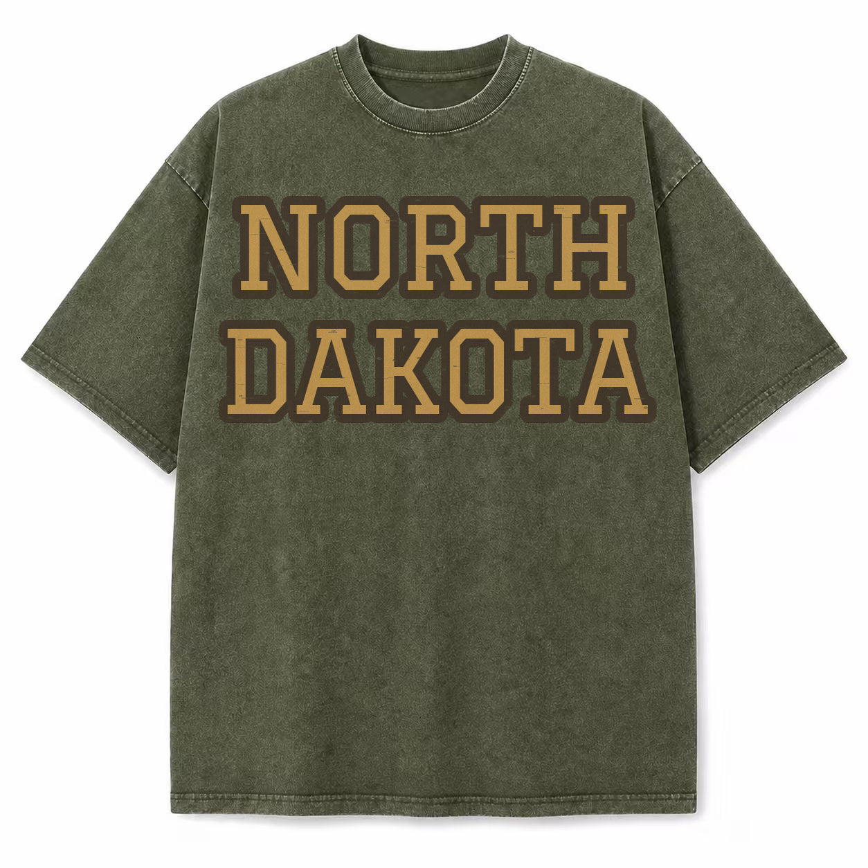 North Dakota Collegiate Letter washed vintage heavyweight T-shirt in Military Green