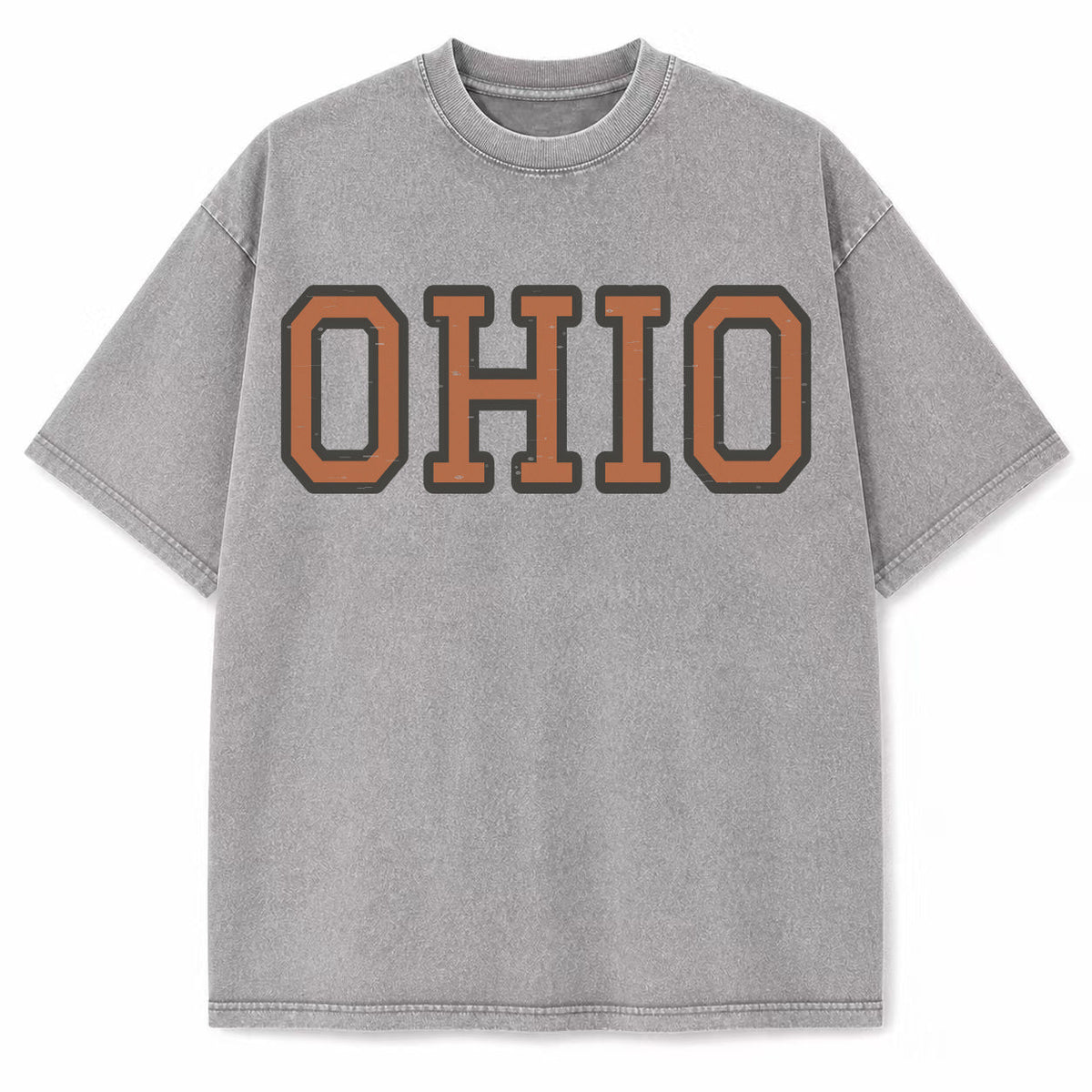 Ohio Collegiate Letter washed vintage heavyweight T-shirt in Light Gray