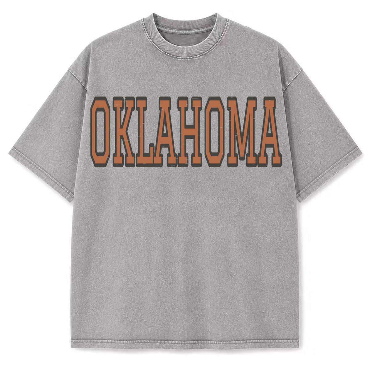 Oklahoma Collegiate Letter washed vintage heavyweight T-shirt in Light Gray