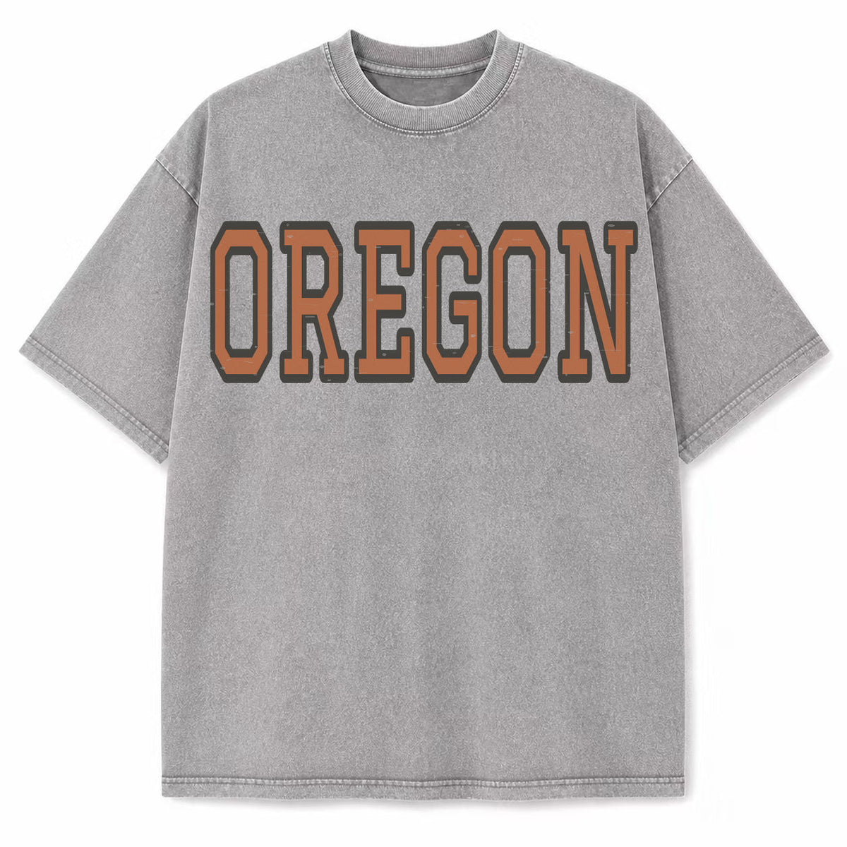 Oregon Collegiate Letter washed vintage heavyweight T-shirt in Light Gray