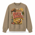 Colorful South Dakota State Collage Crewneck Sweatshirt in Khaki, front view on a white background