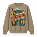 Colorful Tennessee State Collage Crewneck Sweatshirt in Khaki, front view on a white background