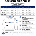Cotton crewneck sweatshirt size chart S to 5XL