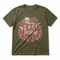 Texas Rose Crown Pure Cotton T-Shirt in Olive Green