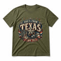 Texas Patriotic Western Pure Cotton T-Shirt in Olive Green