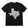 Minimal Topographic Texas Pure Cotton T-Shirt in Black
