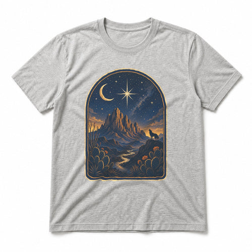 Big Bend Celestial Night Pure Cotton T-Shirt in Light Gray
