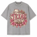 Texas Rose Crown Washed Vintage Heavyweight T-Shirt in Light Gray