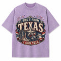 Texas Patriotic Western Washed Vintage Heavyweight T-Shirt in Purple