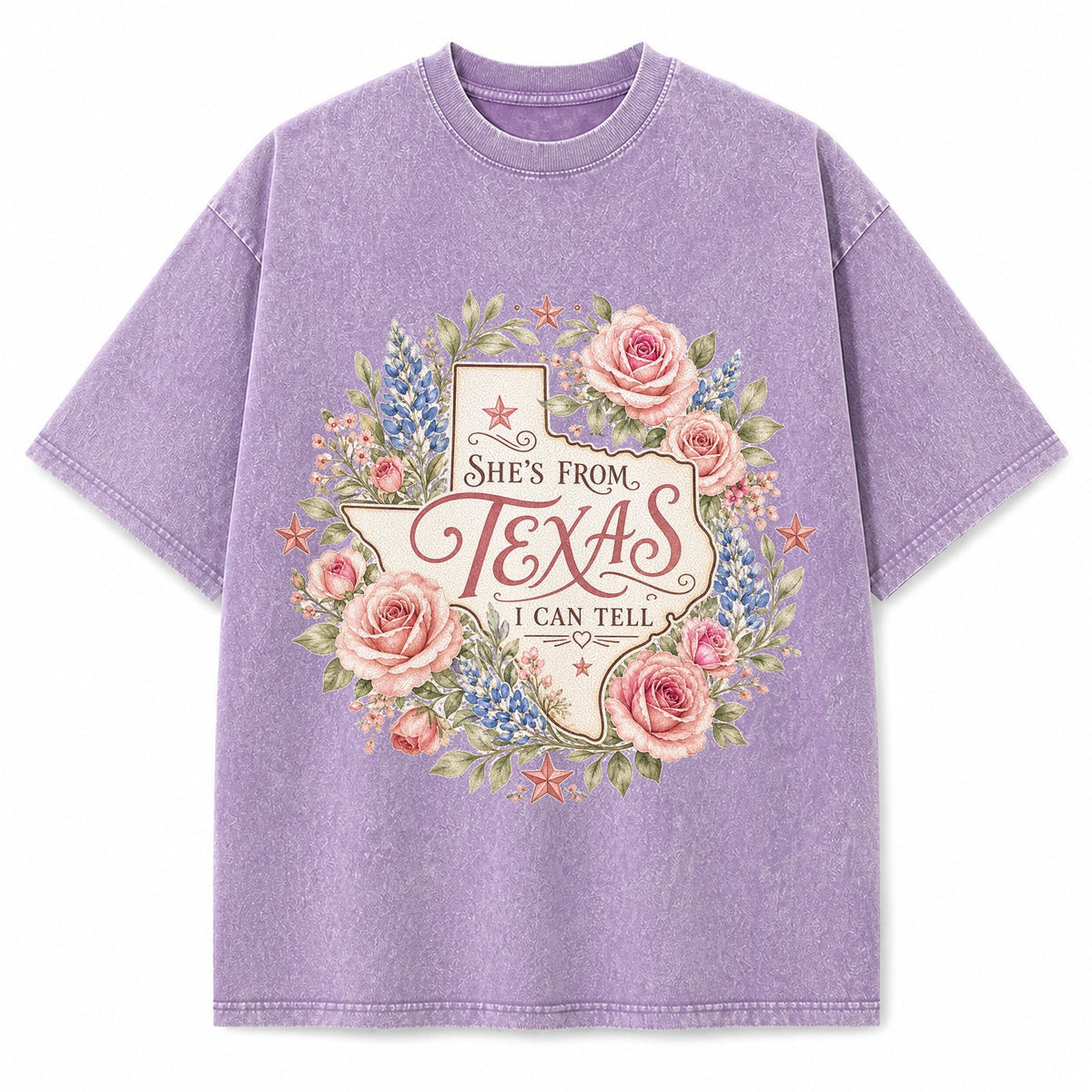 Vintage Washed Texas Romantic Floral Heavyweight Graphic Tee in Vintage Washed Heavyweight T-Shirt, Lavender