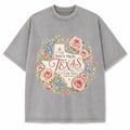 Texas Romantic Floral Washed Vintage Heavyweight T-Shirt in Light Gray