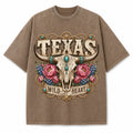 Texas Boho Longhorn Washed Vintage Heavyweight T-Shirt in Brown