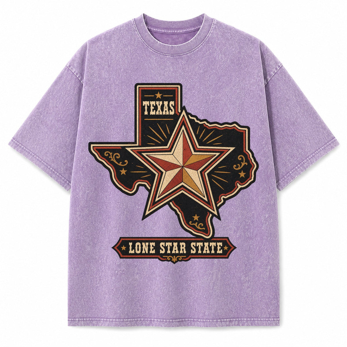 Vintage Washed Texas Custom Lone Star Heavyweight Graphic Tee in Vintage Washed Heavyweight T-Shirt, Lavender