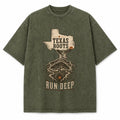 Texas Roots Run Deep Washed Vintage Heavyweight T-Shirt in Military Green