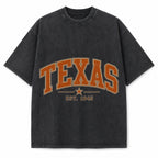 Vintage Washed Texas Collegiate 1845 Heavyweight Graphic Tee in Vintage Washed Heavyweight T-Shirt, Washed Black