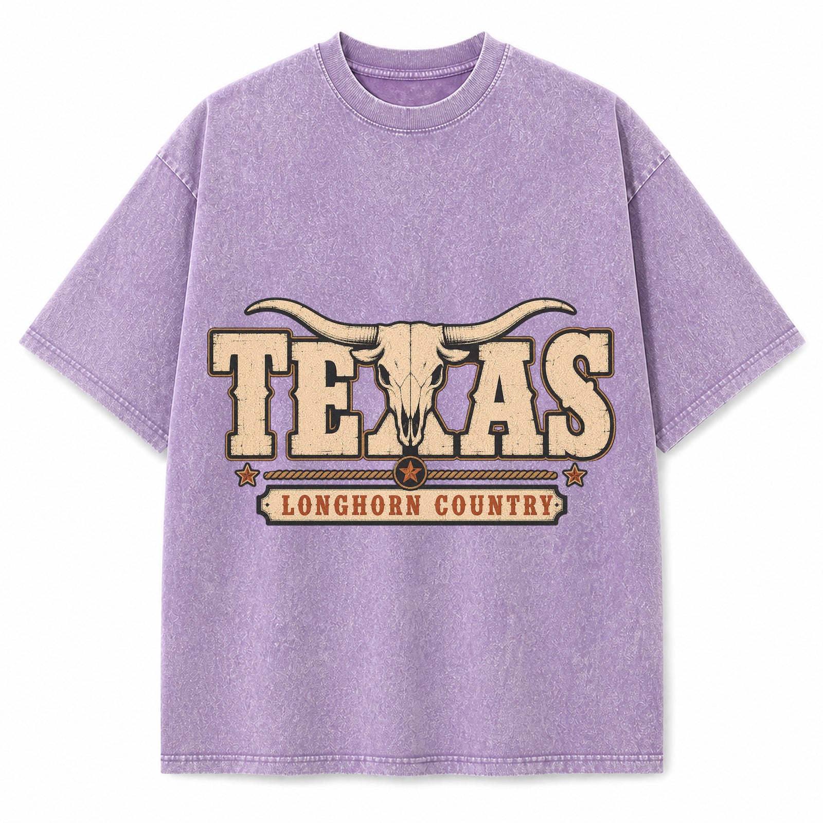 Texas Longhorn Wordmark Washed Vintage Heavyweight T-Shirt in Purple