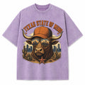 Texas State Of Mind Washed Vintage Heavyweight T-Shirt in Purple