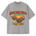 Texas Retro Highway Washed Vintage Heavyweight T-Shirt in Light Gray