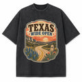 Texas Wide Open Washed Vintage Heavyweight T-Shirt in Black