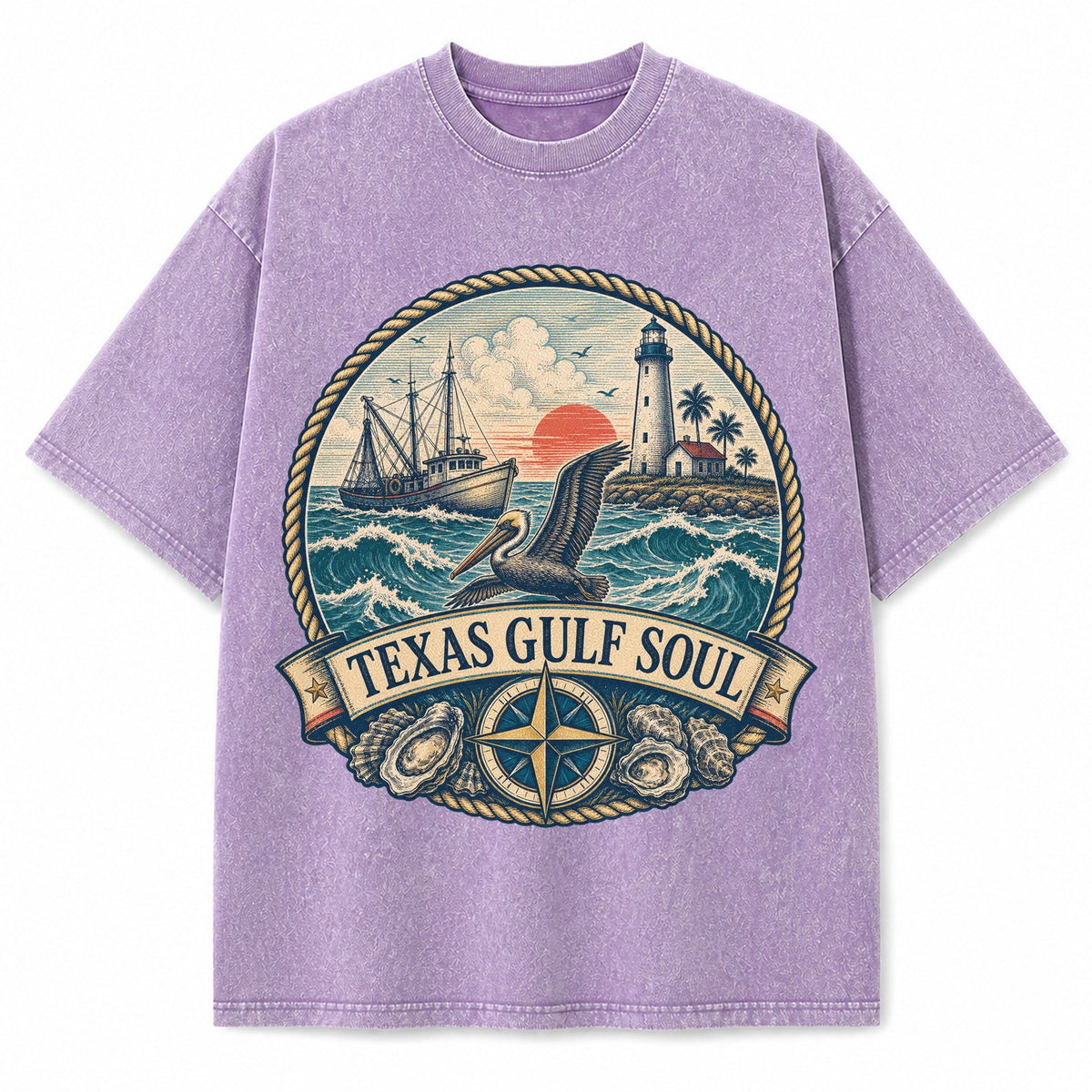 Vintage Washed Texas Gulf Soul Heavyweight Graphic Tee in Vintage Washed Heavyweight T-Shirt, Lavender