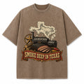Smoke Deep In Texas Washed Vintage Heavyweight T-Shirt in Brown
