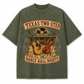 Texas Two Step Washed Vintage Heavyweight T-Shirt in Military Green
