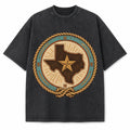 Texas Western Lone Star Badge Washed Vintage Heavyweight T-Shirt in Black