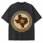 Vintage Washed Texas Western Lone Star Badge Heavyweight Graphic Tee in Vintage Washed Heavyweight T-Shirt, Washed Black