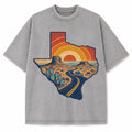 Texas Retro Desert Roadtrip Washed Vintage Heavyweight T-Shirt in Light Gray