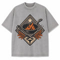 Texas Mesquite Bbq Ironwork Washed Vintage Heavyweight T-Shirt in Light Gray