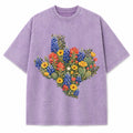 Texas Hill Country Wildflower Gouache Washed Vintage Heavyweight T-Shirt in Purple