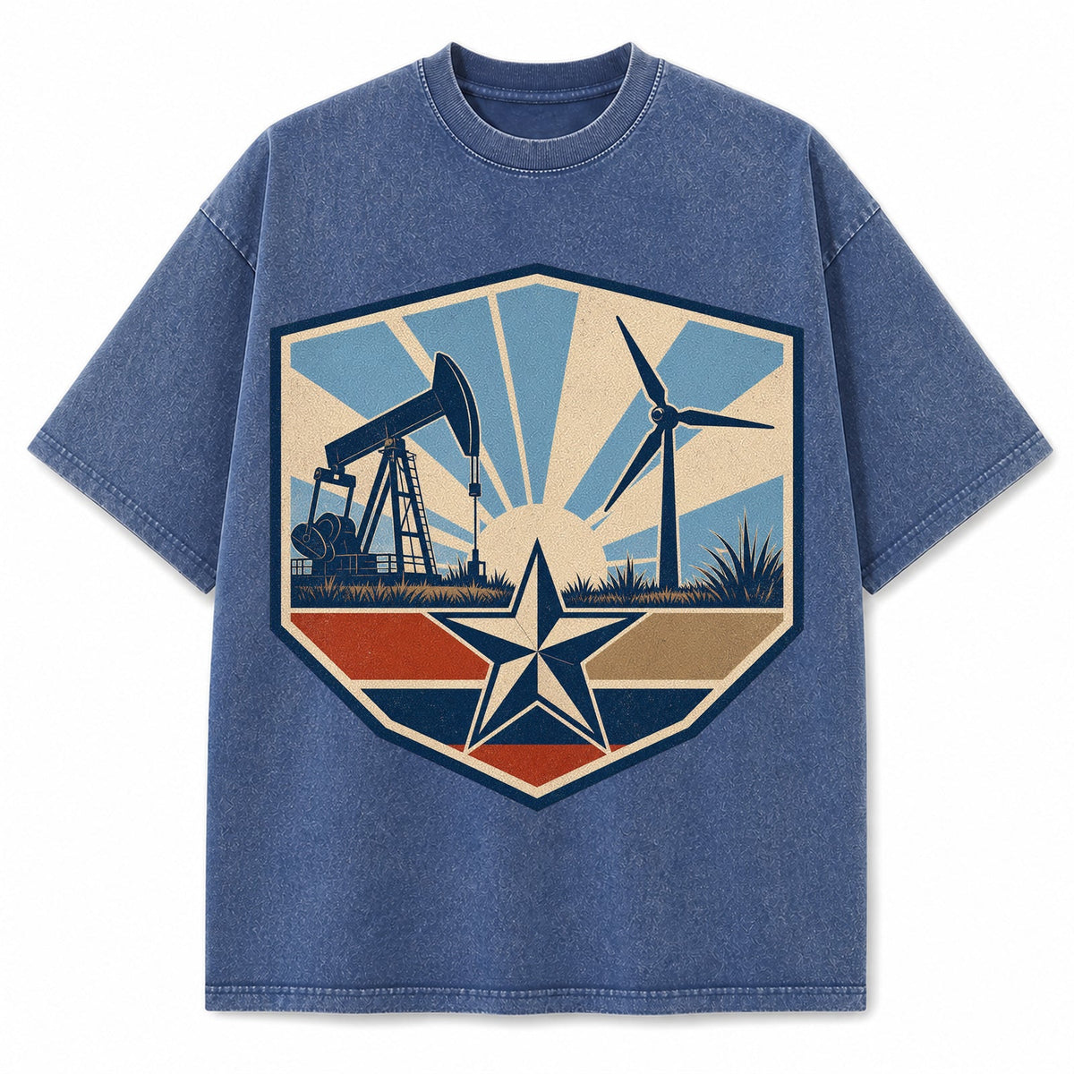Vintage Washed Texas Energy Heritage Heavyweight Graphic Tee in Vintage Washed Heavyweight T-Shirt, Vintage Blue