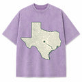 Minimal Topographic Texas Washed Vintage Heavyweight T-Shirt in Purple