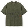 Monoline Longhorn Texas Washed Vintage Heavyweight T-Shirt in Military Green