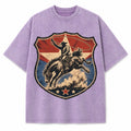 Texas Rodeo Bucking Bronc Washed Vintage Heavyweight T-Shirt in Purple