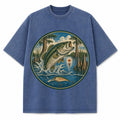 Texas Lake Bass Washed Vintage Heavyweight T-Shirt in Blue