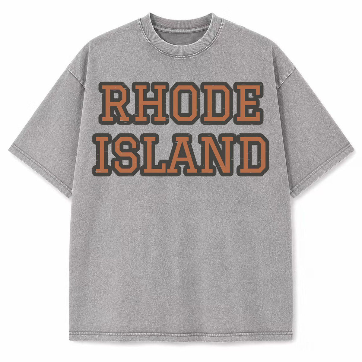Rhode Island Collegiate Letter washed vintage heavyweight T-shirt in Light Gray