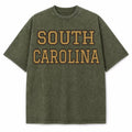 South Carolina Collegiate Letter washed vintage heavyweight T-shirt in Military Green