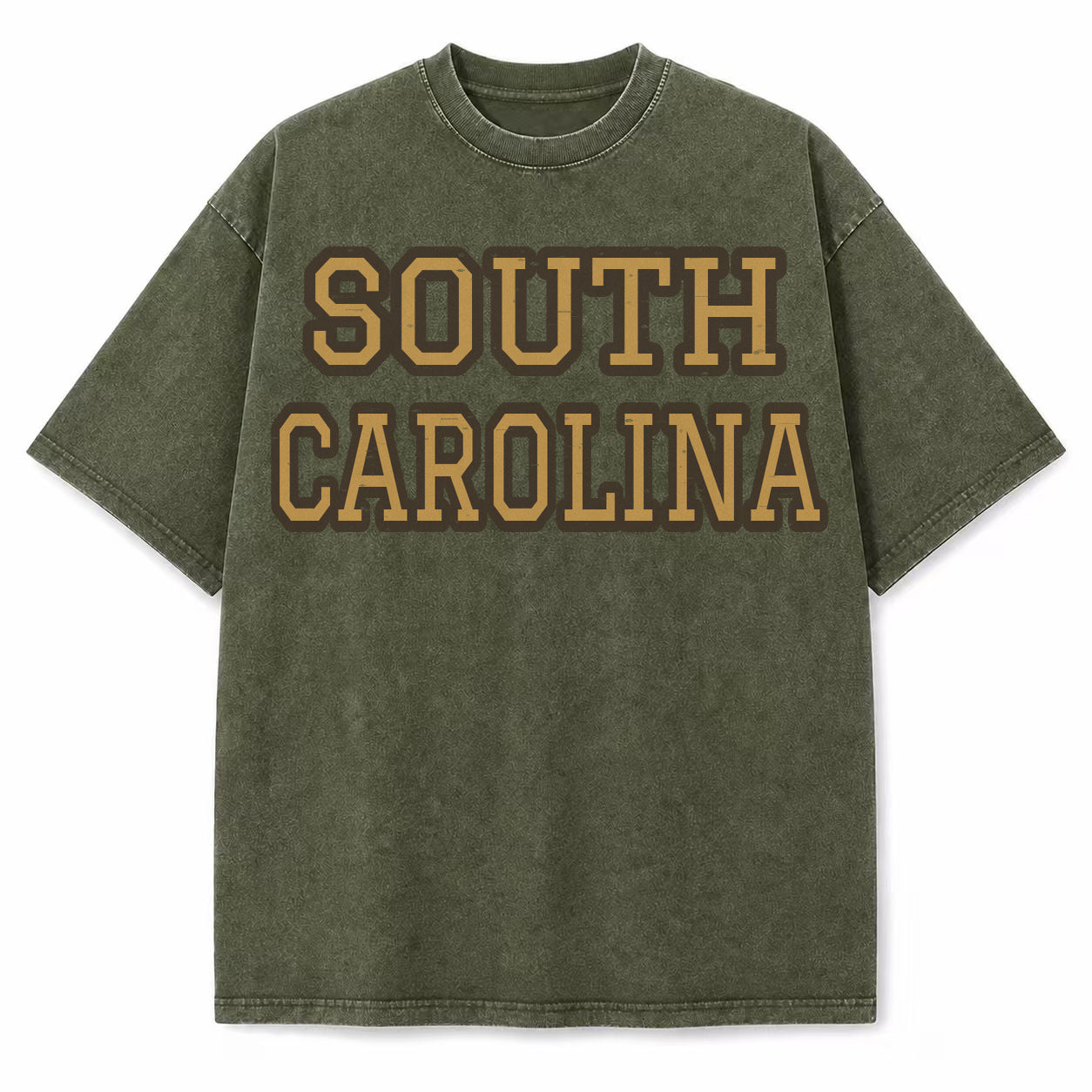 South Carolina Collegiate Letter washed vintage heavyweight T-shirt in Military Green