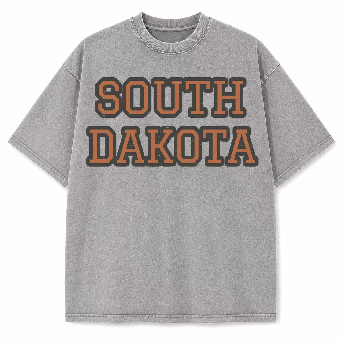 South Dakota Collegiate Letter washed vintage heavyweight T-shirt in Light Gray