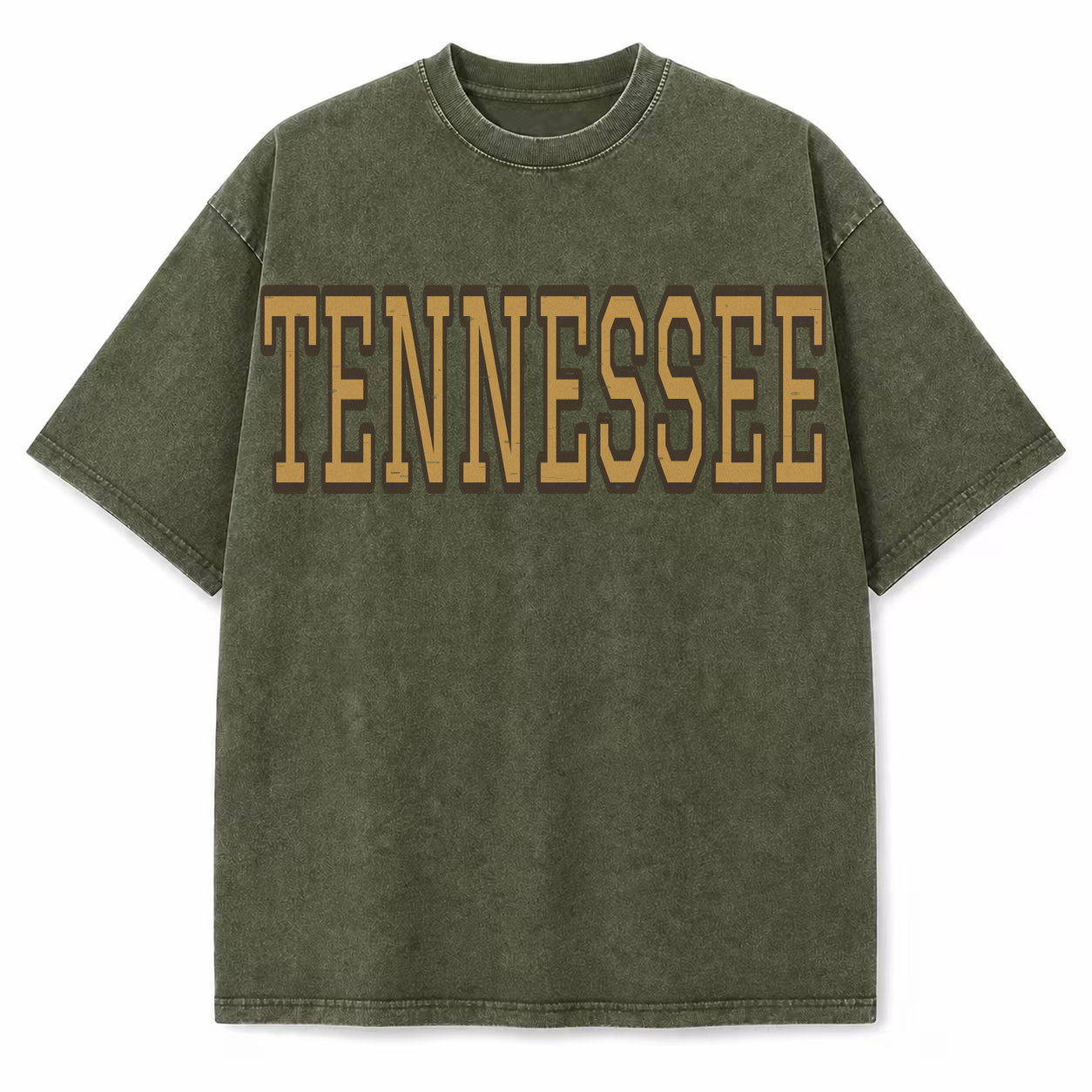 Tennessee Collegiate Letter washed vintage heavyweight T-shirt in Military Green