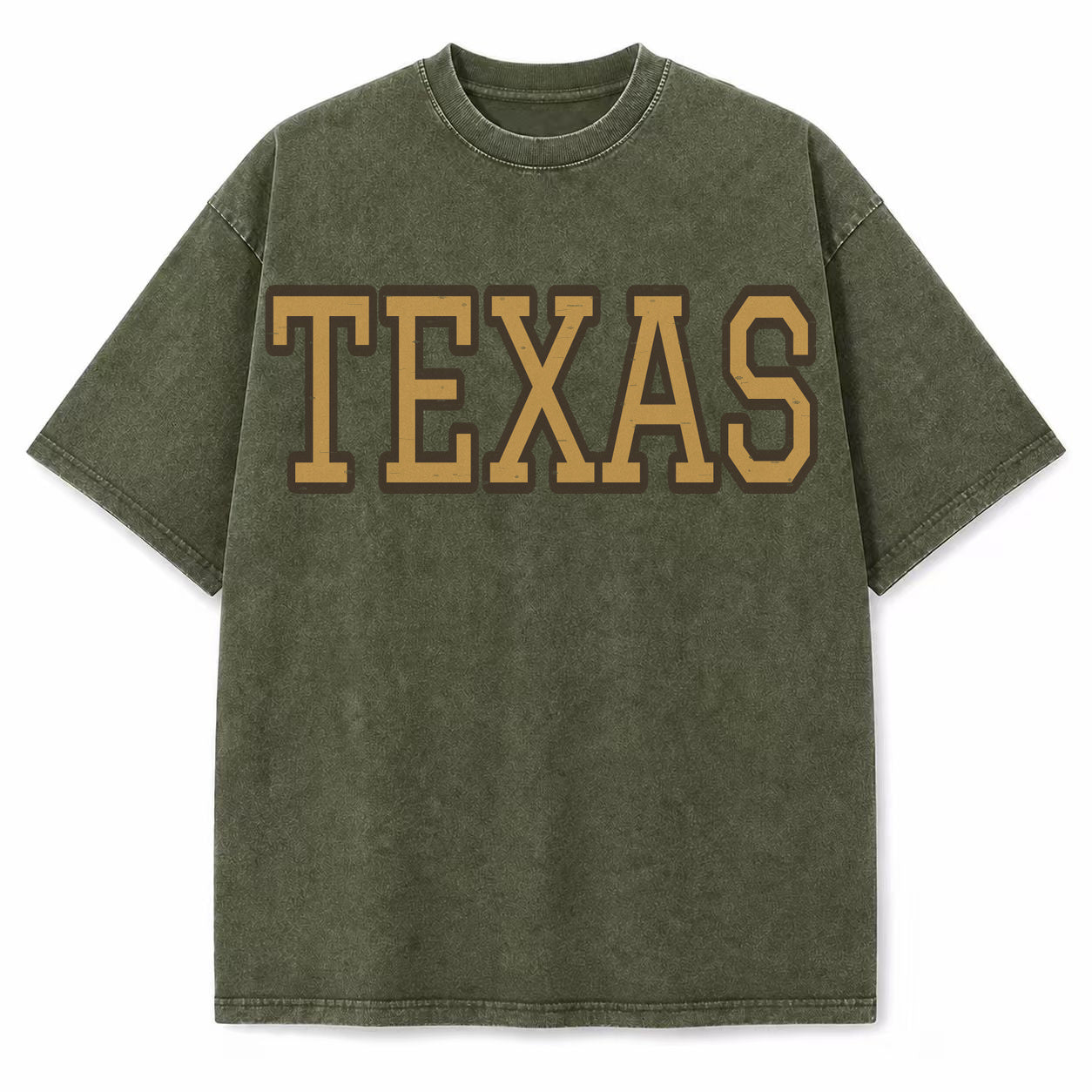 Texas Collegiate Letter washed vintage heavyweight T-shirt in Military Green