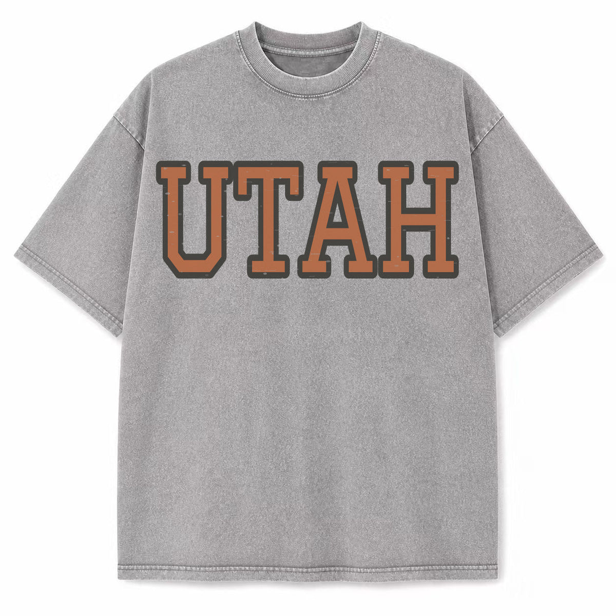 Utah Collegiate Letter washed vintage heavyweight T-shirt in Light Gray
